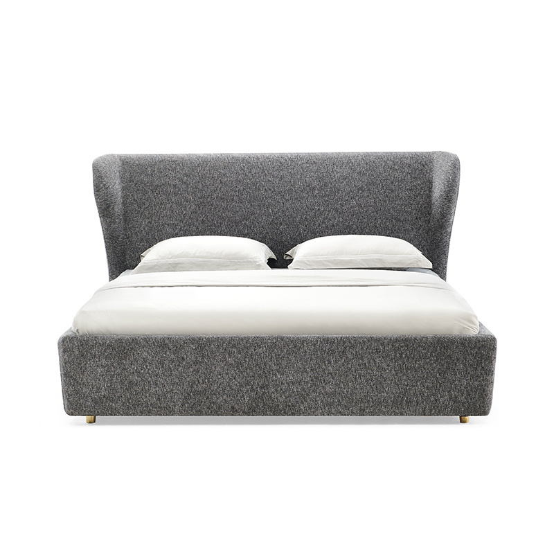 Super Modern Furniture Grey Bed Set Luxury High Quality upholstered Fabric King size Bed