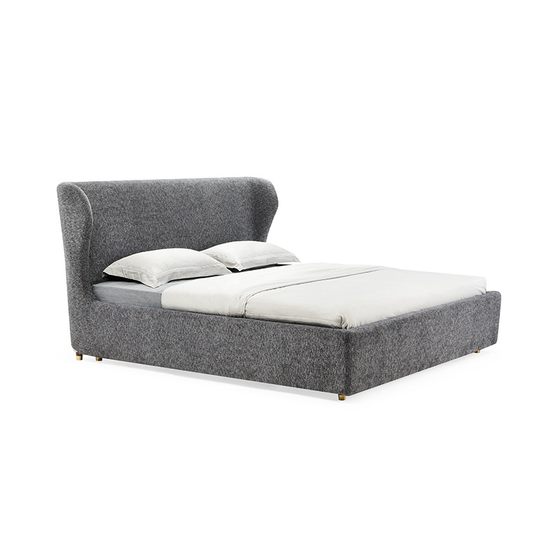 Super Modern Furniture Grey Bed Set Luxury High Quality upholstered Fabric King size Bed