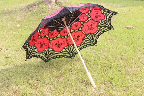 PoeticExist Manual Antiqued Vintage Victorian Women Classic Sun Umbrellas Wedding Ceremony Sunshade Battenburg Lace Parasols