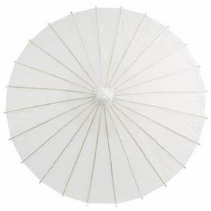 PoeticExist Wholesale Custom Chinese Traditional Handcrafted Out Door Long Straight White Paper Parasol Sun Umbrella for Wedding