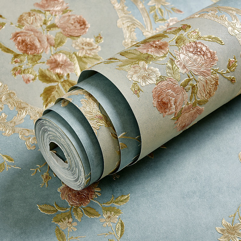 European Style Fashion 3d home decoration Three Dimensional Fine Embossed Adhesive wall paper Non-Woven Wallpaper Rolls