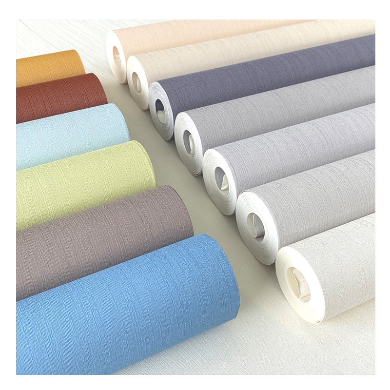 Factory Outlet Solid Color Vertical Stripe PVC vinyl Wallpaper Living Room Bedroom Hotel Office Line Wallpaper