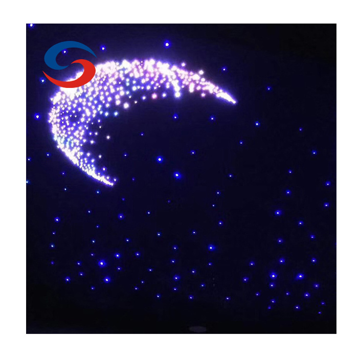 Fiber optic star ceiling kit, 400 strand*0.75mm PMMA fiber end glow light 1.5m length with 16W RGB light source