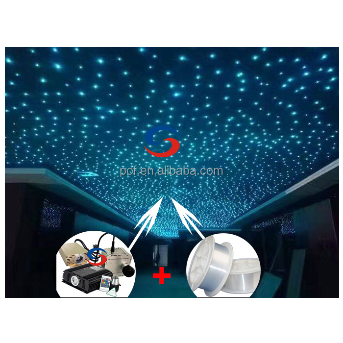 Fiber optic star ceiling kit, 400 strand*0.75mm PMMA fiber end glow light 1.5m length with 16W RGB light source