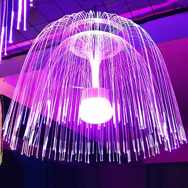 hot sale decorative Lamps Fiber Optic Chandelier with Jellyfish Shape fibre optic lamp