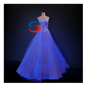 Factory price LED Light evening bridal dress glow in the dark fiber optic luminous fabrics wedding dress