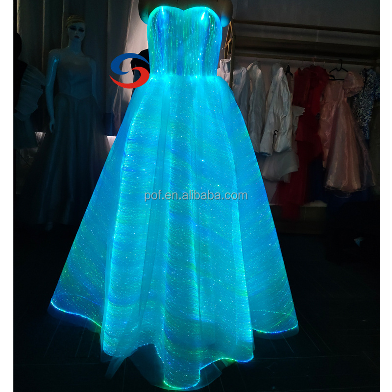 top quality led strapless wedding dresses female led lights prom dress led light luminous illuminated evening dress