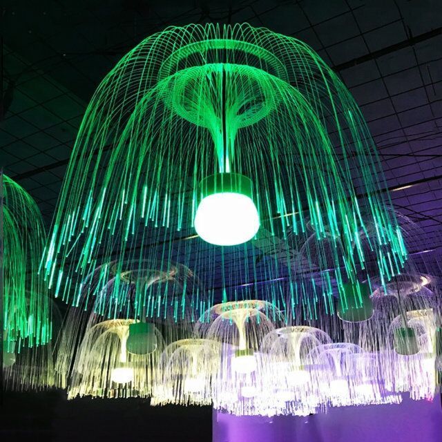 hot sale decorative Lamps Fiber Optic Chandelier with Jellyfish Shape fibre optic lamp