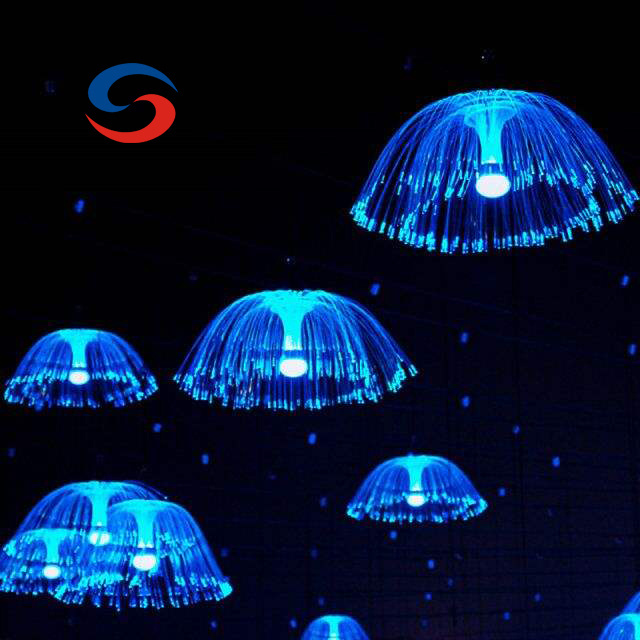 hot sale decorative Lamps Fiber Optic Chandelier with Jellyfish Shape fibre optic lamp