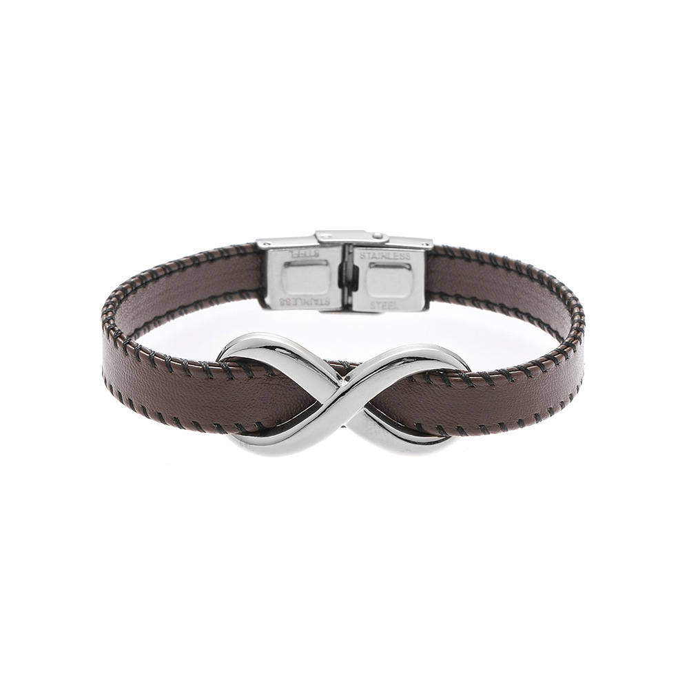 2023 New Fashion Personality Stainless Steel Leather Men's Bracelet Simple Trend Retro Hundred Niche Jewelry Wholesale