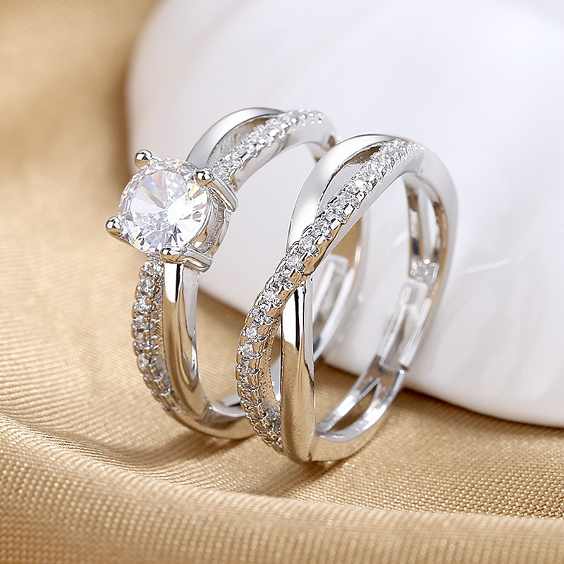 Light Luxury Personality Cross Opening Pair Ring High Quality Simple Men and Women's Couple Jewelry Wholesale