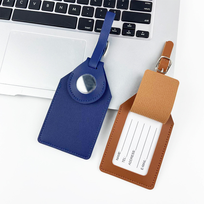 Custom Travel Accessories Leather Luggage Rfid Air Tracker Tag Case Luggage Tag With Air tag