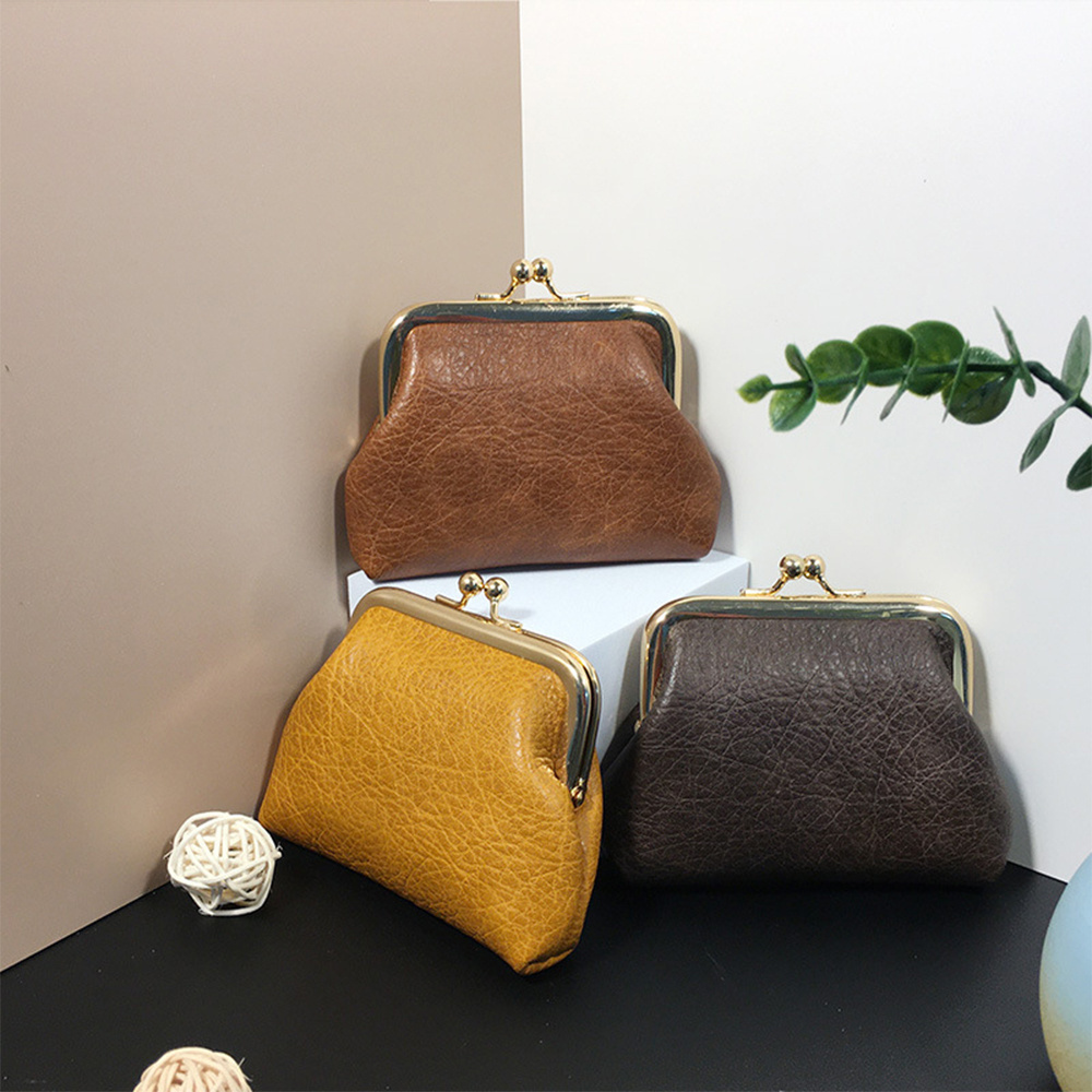 Leather Coin Purse Waterproof Bulk Wholesale Western Custom Shapes Mini Handbag Coin Purse With Metal Clasp