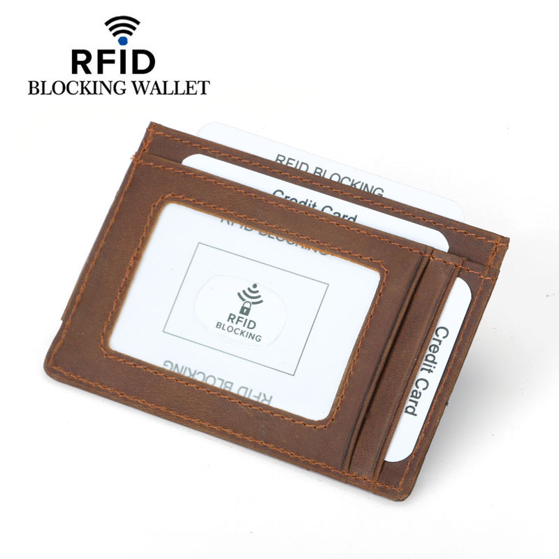 RFID Minimalist Wallet Leather Slim Wallets Card Holder with Money Clip for Men