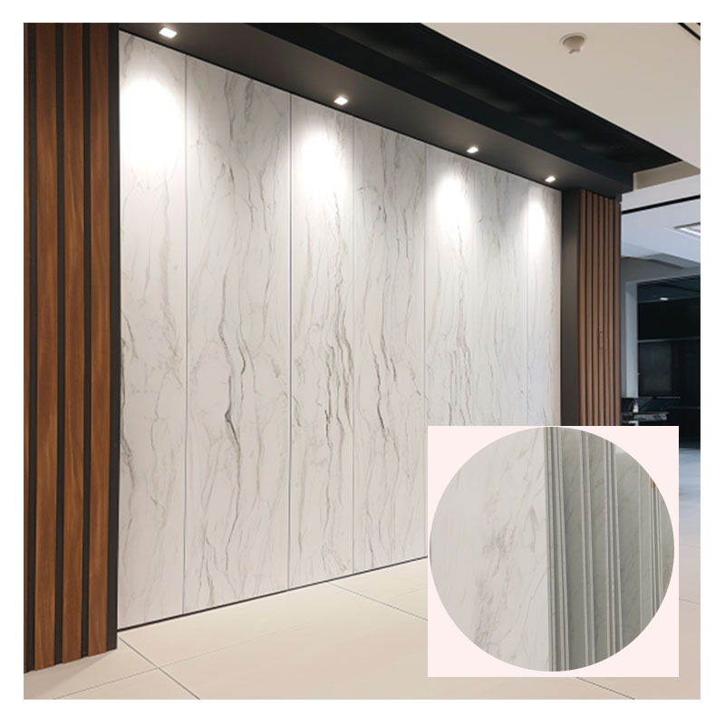 Eco Friendly Decoration Flat Acoustic WPC Interior Laminate Marble PVC Wall Panel For Indoor TV Background Decor