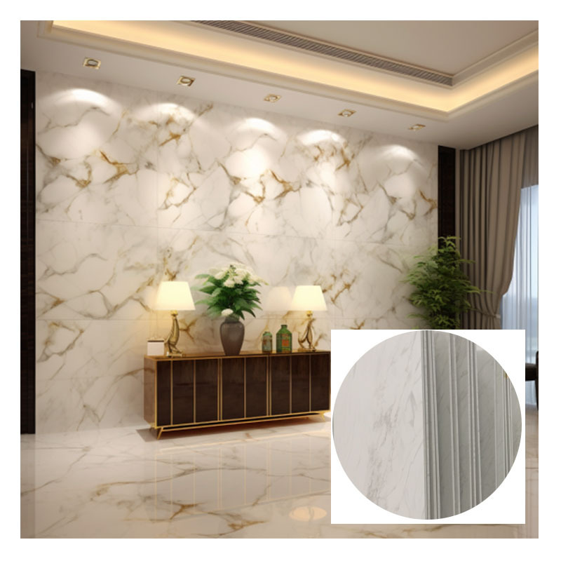 Interior Decor Bamboo Wood Fiber Wall Paneling Board WPC Marble Sheet Faux Marble Wall Panels For Indoor