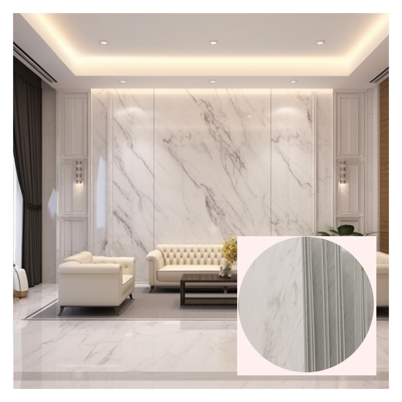 Eco Friendly Decoration Flat Acoustic WPC Interior Laminate Marble PVC Wall Panel For Indoor TV Background Decor