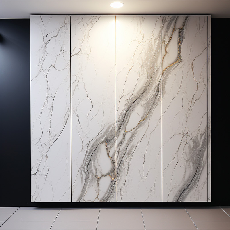 Glossy Waterproof SPC WPC Marble Wall Panel Sheet Accent Marble Stone Flexible Padded Wall Panel For House Decoration