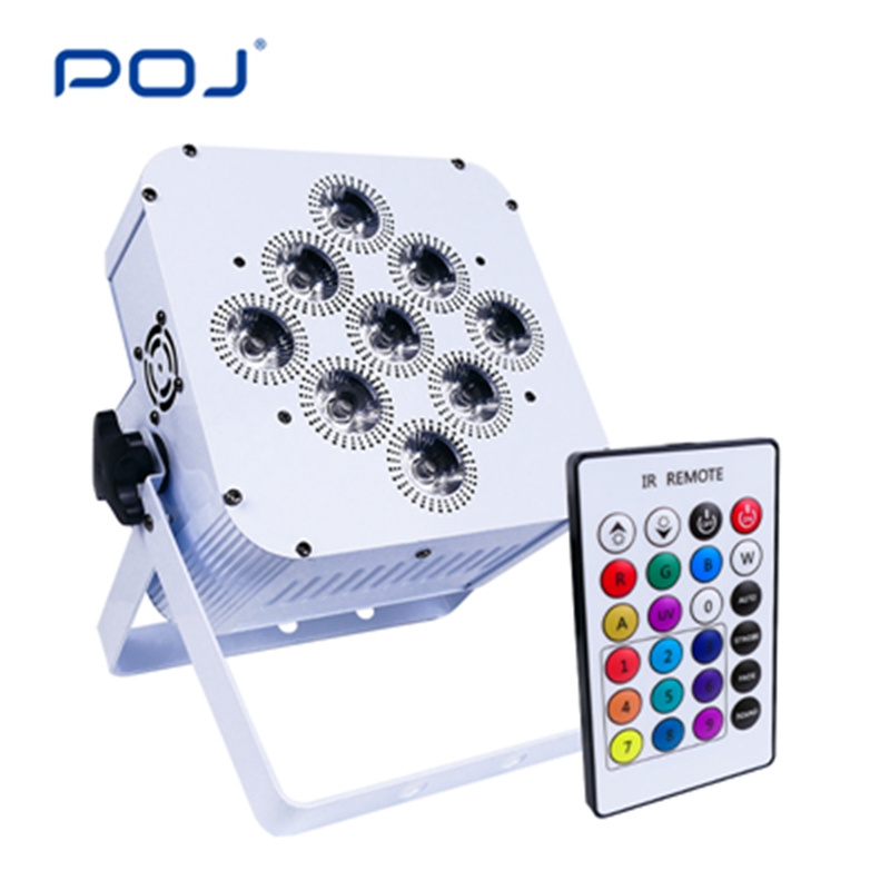 POJ  OJ-DP0918  Wash Colorful Wedding White Shell 9X18W Dj Led Flat Rgbawuv 6In1 Wireless Uplight Battery Powered Stage Light