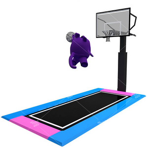 Pokiddo Indoor Playground Trampoline Sports Basketball Court Trampoline Park Games Slam Dunk Trampoline with Basketball Hoop