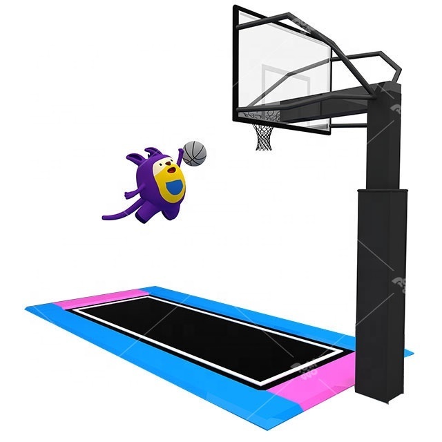 Pokiddo Indoor Playground Trampoline Sports Basketball Court Trampoline Park Games Slam Dunk Trampoline with Basketball Hoop