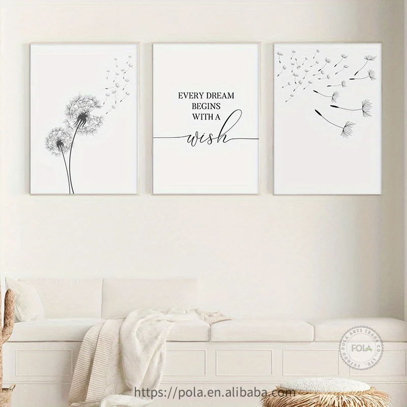 3pcs Elegant Dandelion Canvas Wall Art Paintings Nordic Simple Wall Decorative Paintings For Living Room Posters and Prints