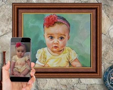 POLA Custom Design Handmade Figure & Portrait Family Pet Oil Canvas Painting from Photo for Gift and Home Decor