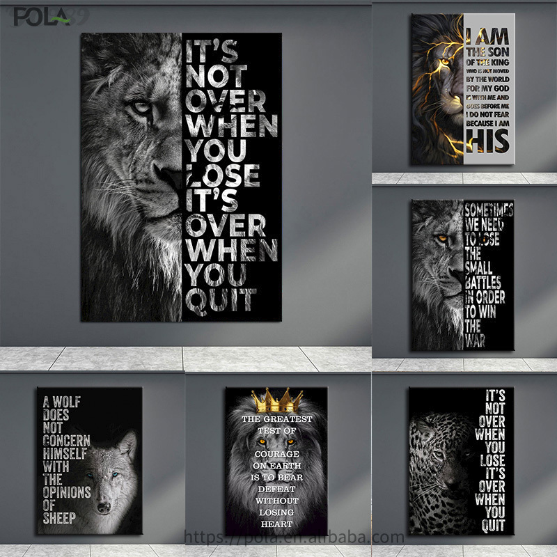 Lion Motivational Wall Art Canvas Painting Inspirational Positive Quotes Animal Posters and Prints for Office Home Decor Cuadros