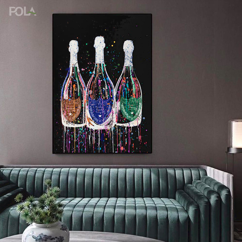 Graffiti Pop Art Champagne Bottle Wall Art Pictures And Posters Print On Canvas For Home Decor Cuadros Living Room Decoration