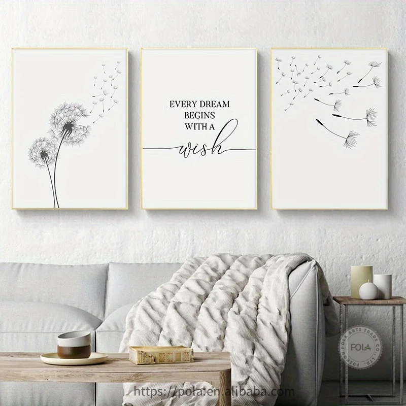 3pcs Elegant Dandelion Canvas Wall Art Paintings Nordic Simple Wall Decorative Paintings For Living Room Posters and Prints