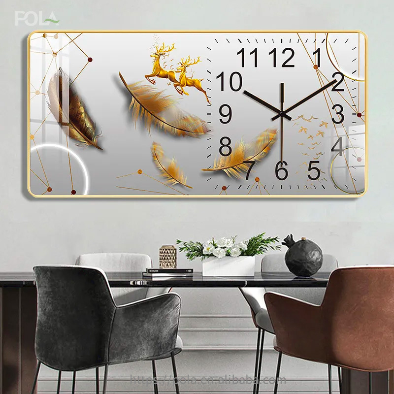 New Luxury Living Room Animal Decorative Painting Wall Clock Porch Elk Wall Clock Creative Chinese Mute Clock