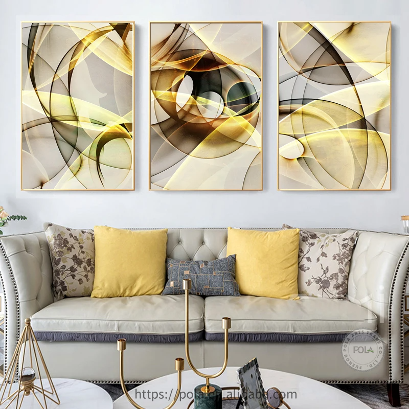 Light Luxury Living room Decorative Painting Atmosphere Gold Abstract Crystal Porcelain Painting Sofa Background Wall Hanging