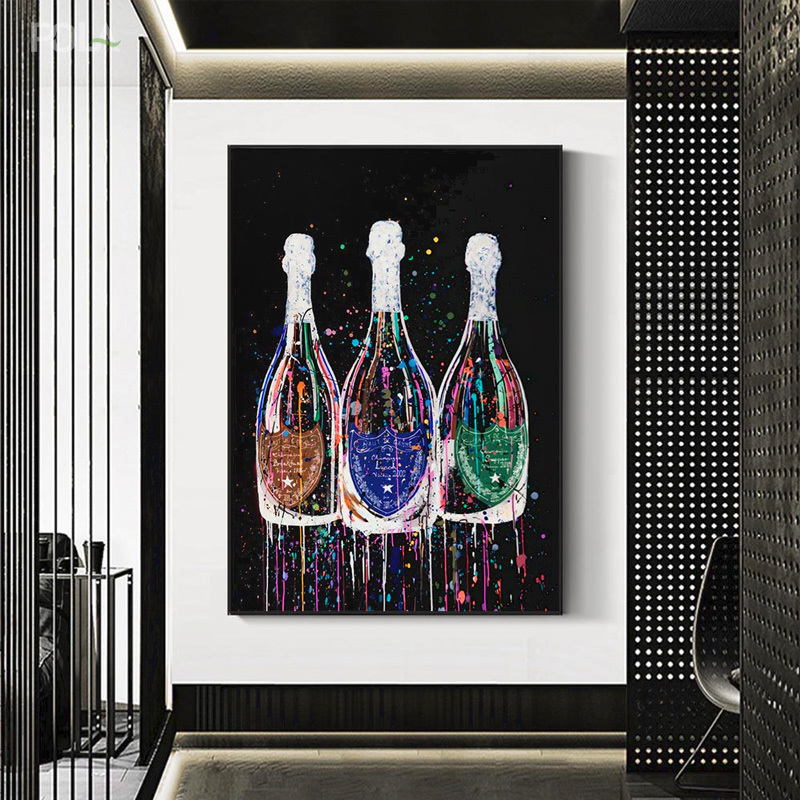 Graffiti Pop Art Champagne Bottle Wall Art Pictures And Posters Print On Canvas For Home Decor Cuadros Living Room Decoration