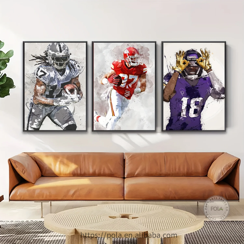 American Football Player Star Sport Wall Art Canvas Painting Rugby Minimalist Posters And Prints Living Room Playroom Decor