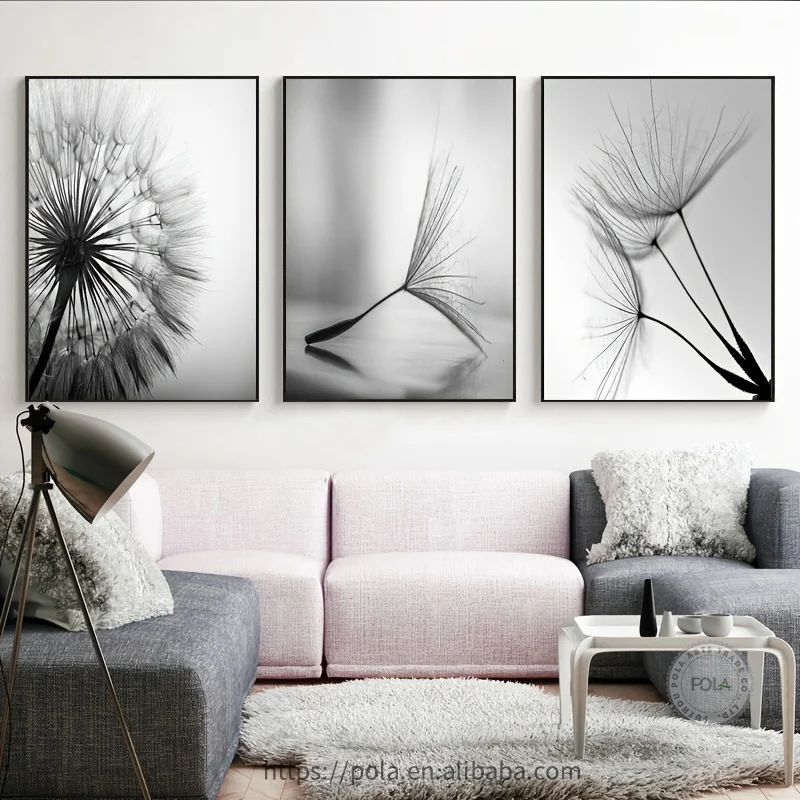 Black White Dandelion Flower Wall Art Prints And Poster Nordic Living Room Wall Art Decorative Canvas Paintings For Home Decor