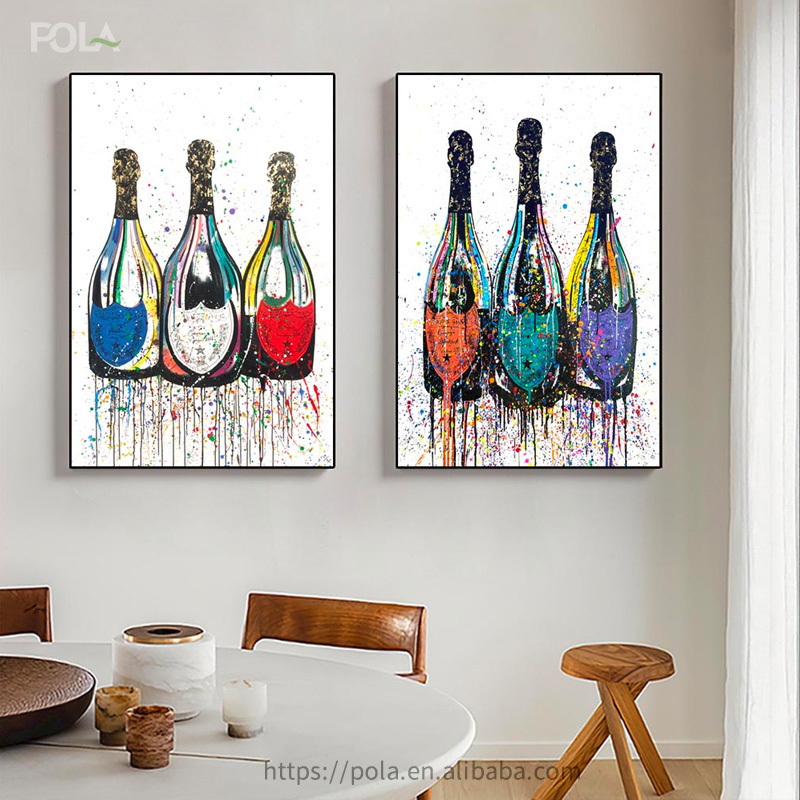 Graffiti Pop Art Champagne Bottle Wall Art Pictures And Posters Print On Canvas For Home Decor Cuadros Living Room Decoration