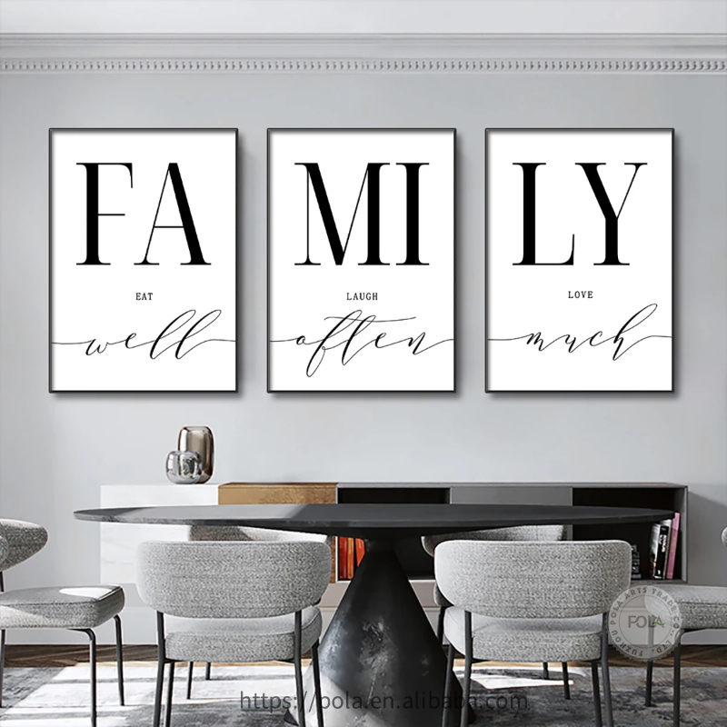 3pcs/set Home Decoration Luxury Living Room Pictures Decorative Paintings Minimalist Poster Wall Art Family Writing Canvas Decor