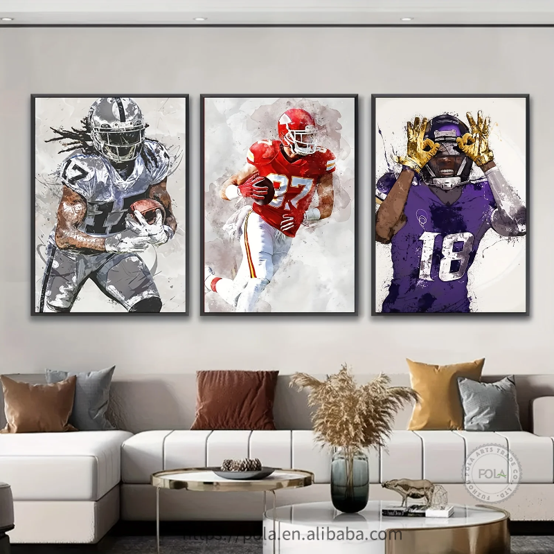 American Football Player Star Sport Wall Art Canvas Painting Rugby Minimalist Posters And Prints Living Room Playroom Decor