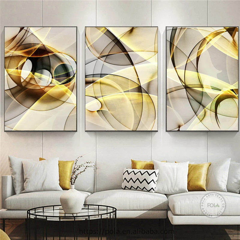 Light Luxury Living room Decorative Painting Atmosphere Gold Abstract Crystal Porcelain Painting Sofa Background Wall Hanging