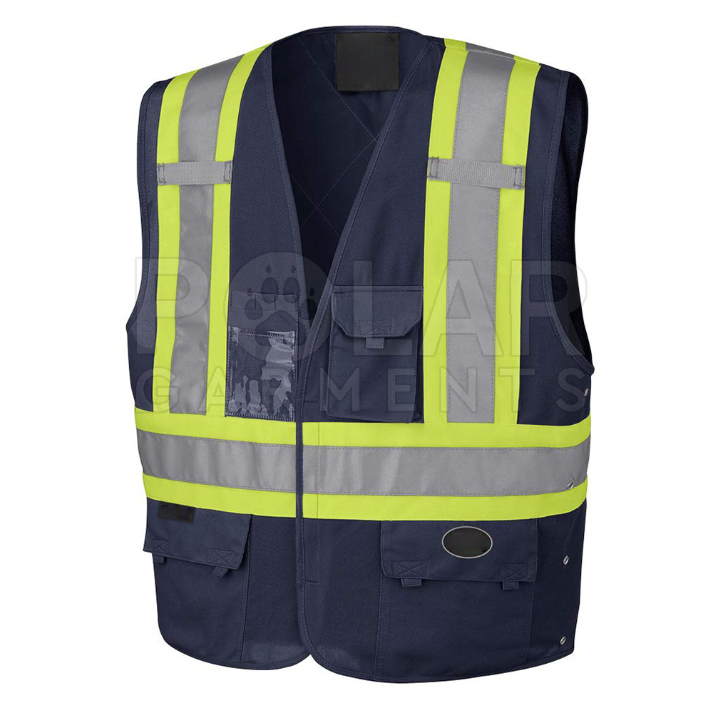 New Style Outdoor Use Streetwear Hi Vis Jeans Vest Best Quality Solid Color Hi Vis Vest For Men