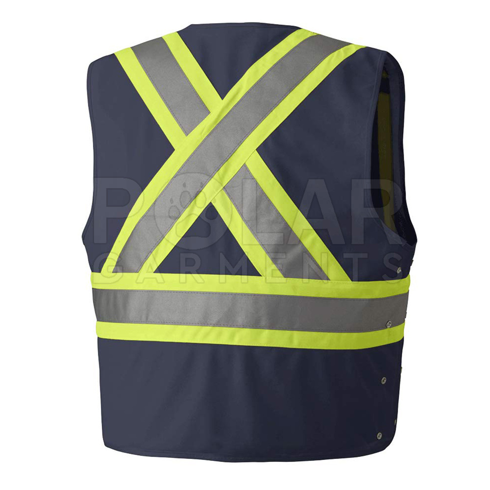 New Style Outdoor Use Streetwear Hi Vis Jeans Vest Best Quality Solid Color Hi Vis Vest For Men