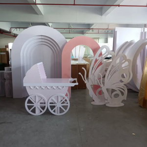 Modern Baby Shower Party Events Furniture White Pvc Candy Cart For Backdrop Decoration