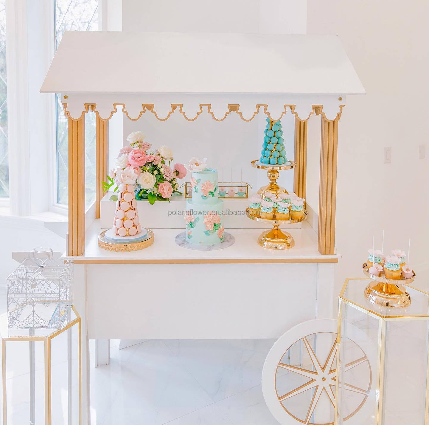 Wood Display White Candy Table Cart For Sale Candy Trolley Cart