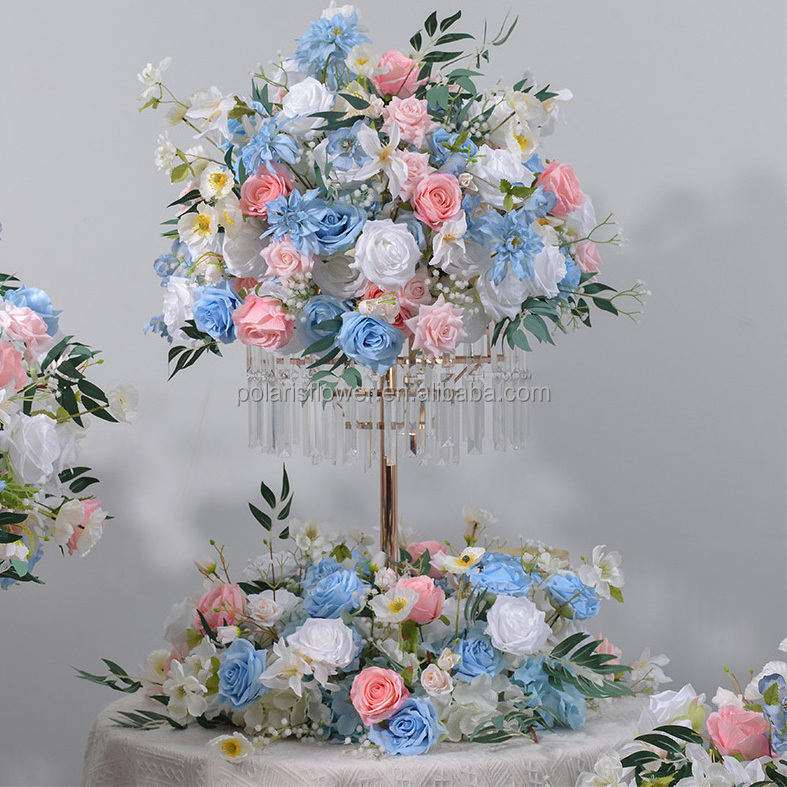 Landscaping Wedding Decoration Artificial Flowers Runner Decorate Party White Flower Bckdrop Simulation Blue Flower Ball