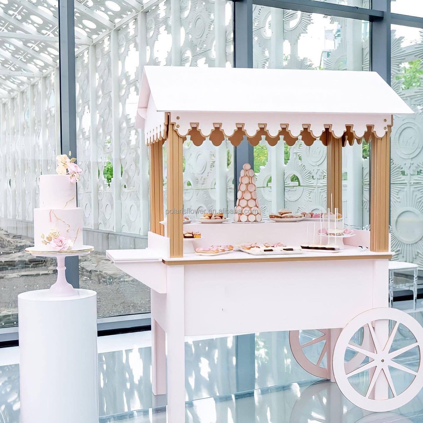 Wood Display White Candy Table Cart For Sale Candy Trolley Cart