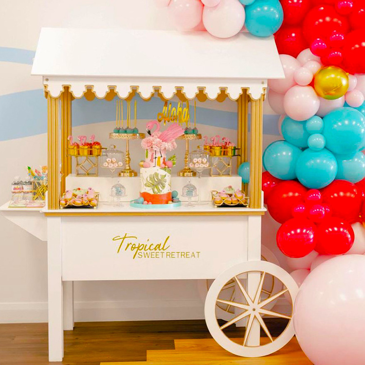 Wood Display White Candy Table Cart For Sale Candy Trolley Cart