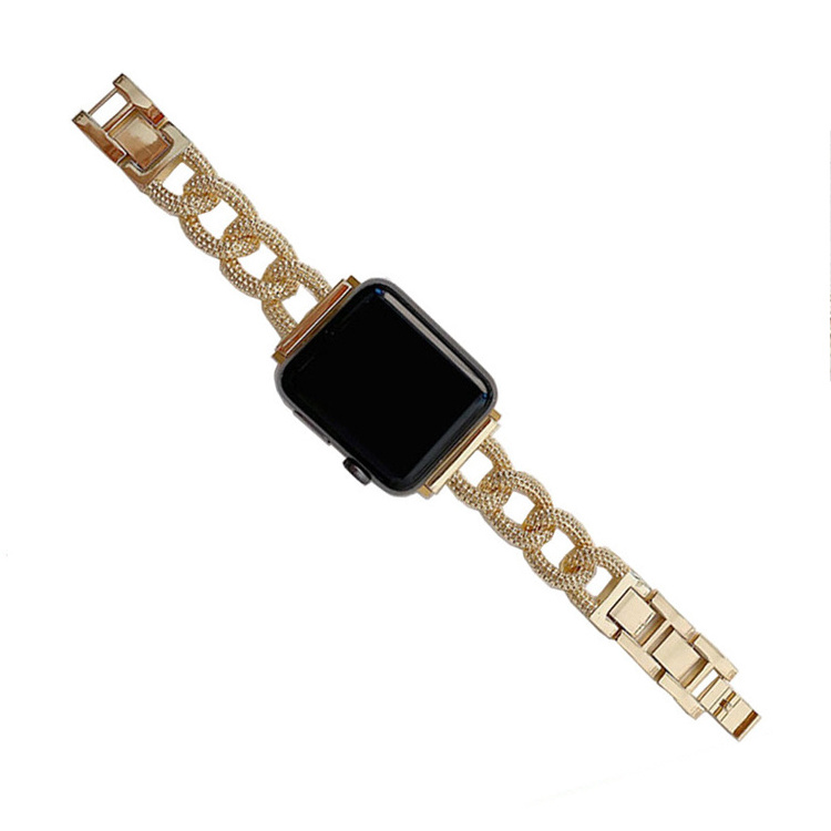 Woman Stainless Steel Watch Straps For Apple Watch Band 40mm 41mm 44mm 45mm Diamond Chain Metal Strap For iWatch Bracelet