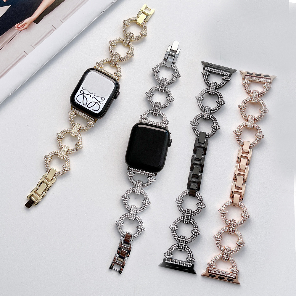 Diamond Bracelet For Apple Watch Metal Band 7 41/45mm 38/40/42/44mm  Luxury Stainless Steel For iWatch Series 6 5