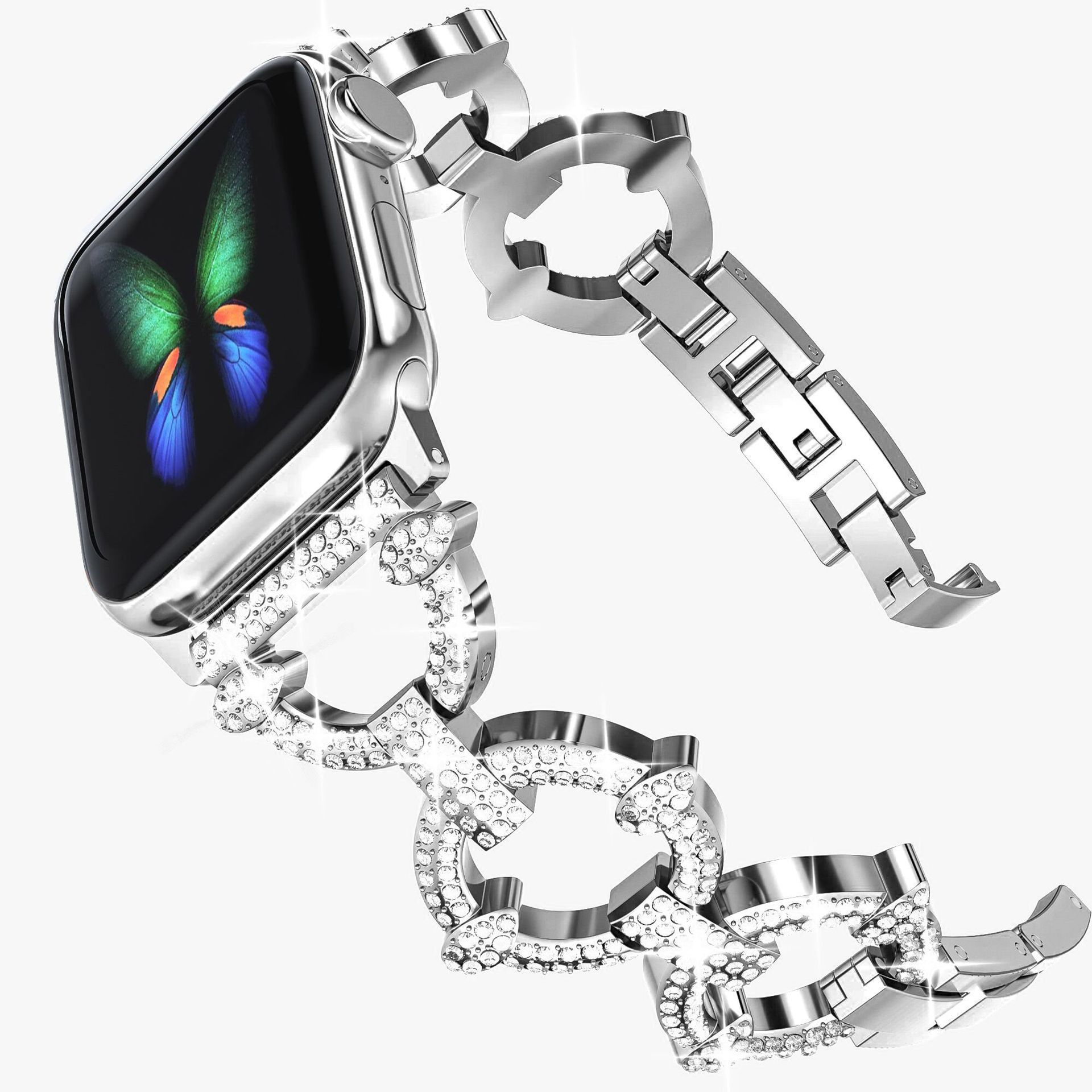 Diamond Bracelet For Apple Watch Metal Band 7 41/45mm 38/40/42/44mm  Luxury Stainless Steel For iWatch Series 6 5