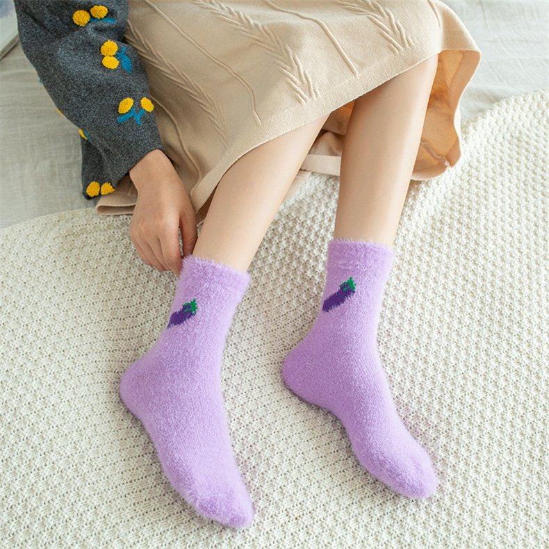 New Arrival Women Fuzzy Fluffy Warm Socks Polyester Cosy Feather Yarn Slipper Socks Winter Indoor Cozy New Women Fluffy Socks